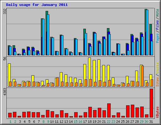 Daily usage for January 2011