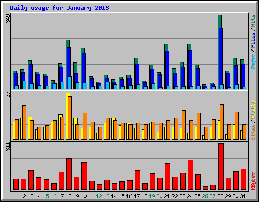 Daily usage for January 2013