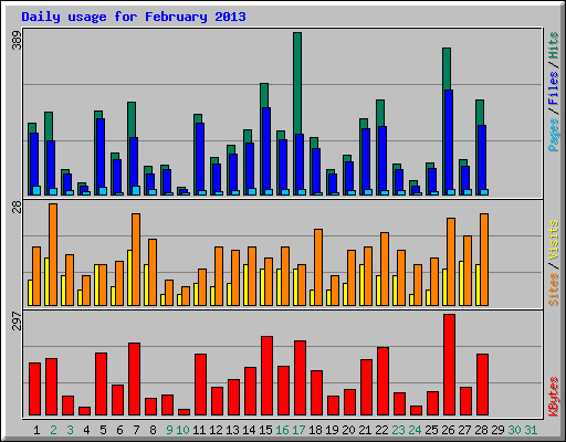 Daily usage for February 2013