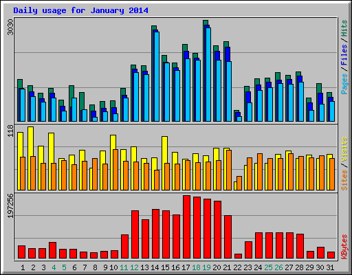 Daily usage for January 2014