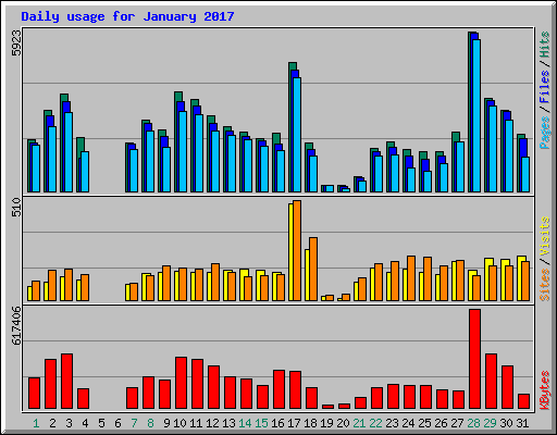 Daily usage for January 2017