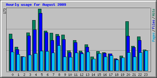 Hourly usage for August 2009