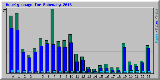 Hourly usage for February 2013