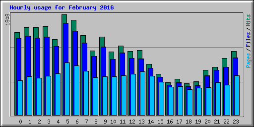 Hourly usage for February 2016