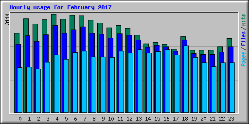 Hourly usage for February 2017
